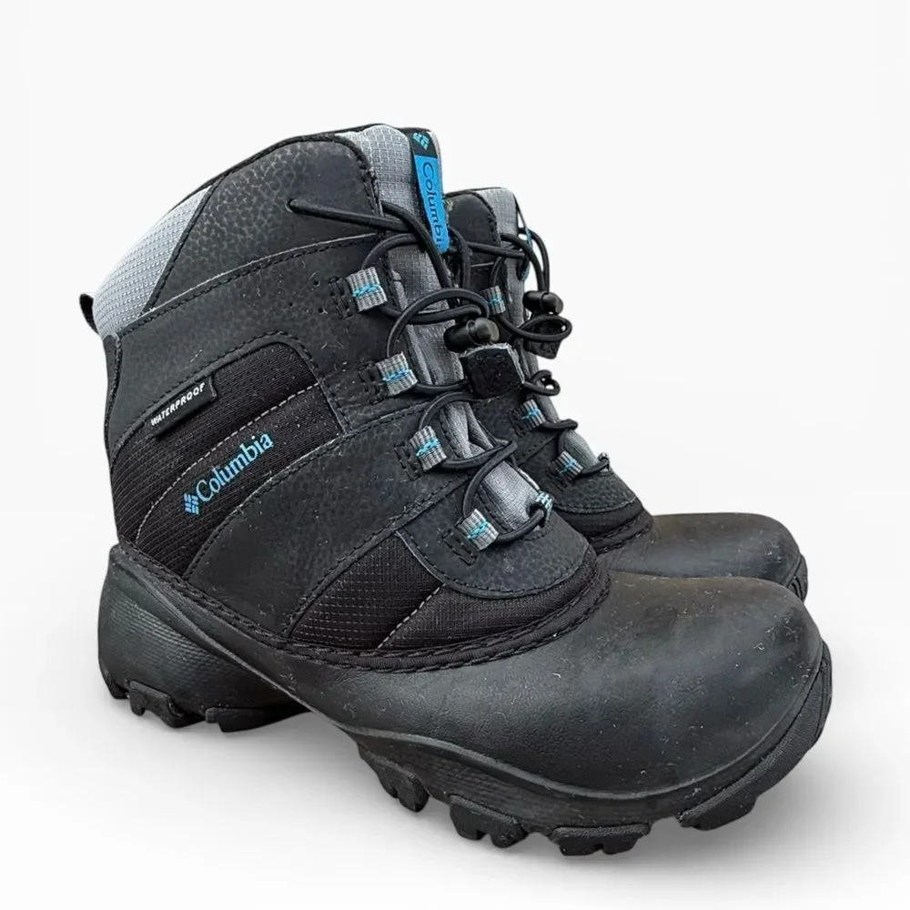 Columbia Rope Tow III Youth Winter Snow Boots Black/Gray Waterproof Size 4